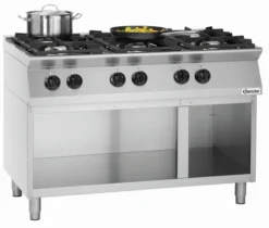 Piano de cuisson 6 brûleurs 28,5 kW - L1200xP700xH910-955 - soubassement ouvert - Bartscher