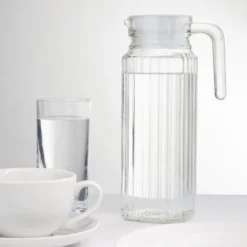 Pichet rainuré en verre 1 L Olympia - Boite de 6
