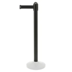 Pied pour poteau à corde rétractable - corde nylon noire - 100cm (corde210cm) (socle NON inclus) - Securit