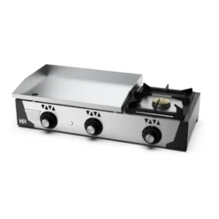 Plancha gaz 15 mm - Revêtement chrome + réchaud - L 930 mm - HR Fainca
