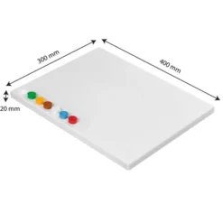 Planche à découper 400 x 300 avec 6 pastilles de couleurs HACCP - blanche - Gilac