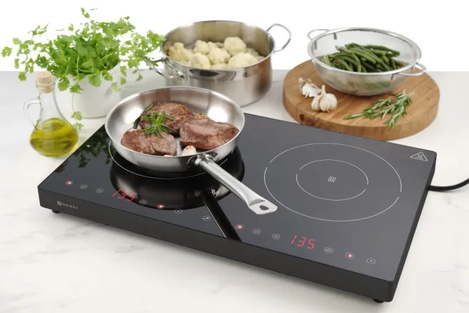 Plaque de cuisson à induction double Kitchen Line 230V/3500W - Hendi