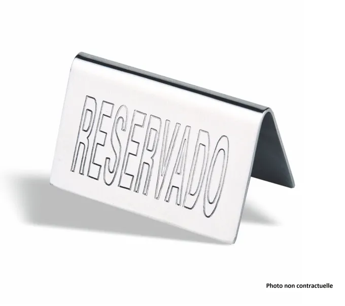 Plaque de Table Reserved en Inox 5 x 10 cm - Pujadas