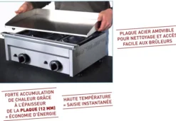 Plaque à hamburgers acier - Gaz - 1 brûleur - Sofraca
