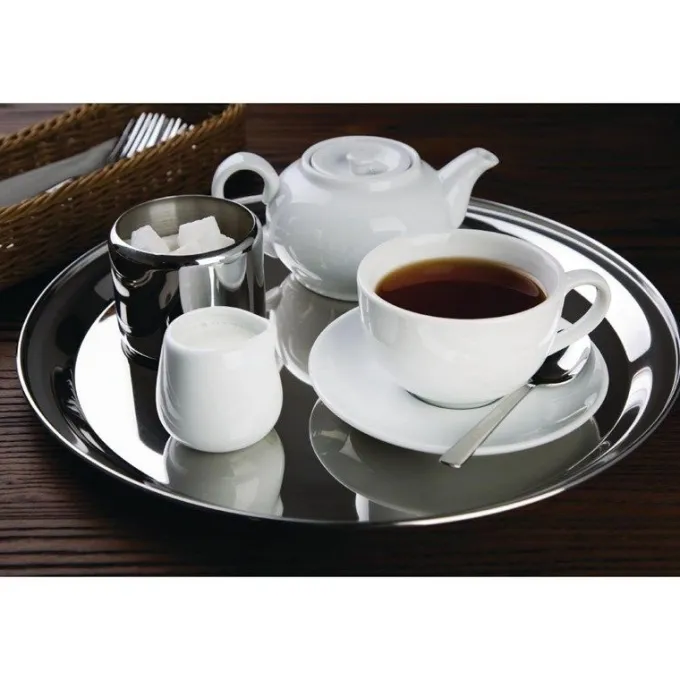 Plateau de service en inox rond - Olympia 355 mm