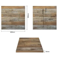 Plateau de Table Carré 700 mm - Effet Bois Vielli - Bolero