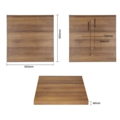 Plateau de table carré 700 mm effet bois chêne rustique - Bolero