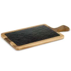 Plateau en Ardoise et en Bois avec Manche 26 x 18 cm - Pujadas
