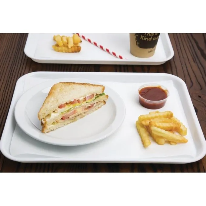 PLATEAU FAST FOOD EN PLASTIQUE OLYMPIA BLANC 345 X 265MM - Kristallon