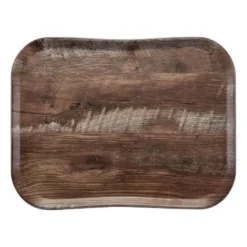 Plateau Polyester Century Aspect Naturel Bois Chêne Foncé - 360x460mm - Cambro