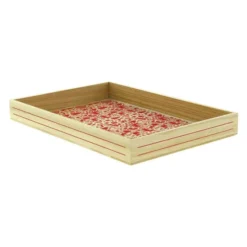 Plateau Rectangle Bois Barok 36X25 Rouge Lot de 12 - Créapak
