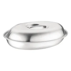 Plat à légumes ovale en inox 143 x 200 x 34 mm - Olympia