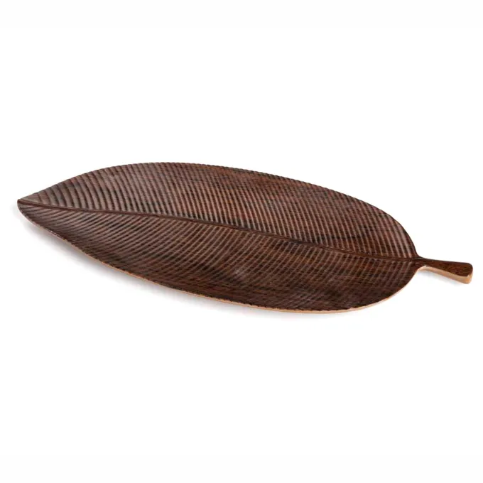 Plat Mélamine Feuille Marron 37,5 x 15 cm - Pujadas