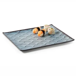 Plat Rectangulaire en Mélamine Motifs Bleus Océans - 325 x 265 mm - Pujadas