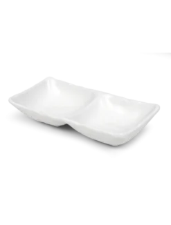 Plat Snack ou Sauce 2 Compartiments Blanc - Pujadas