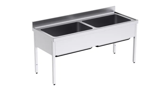 Plonge en Inox avec Bâti 2 Bacs Grande Capacité Gamme 700 - Distform