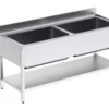 Plonge Inox avec Bâti et Etagère 2 Bacs Grande Capacité Gamme 700 - Distform