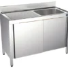Plonge Inox Grand Capacité 3 Bacs avec Portes Gamme 700 - Distform