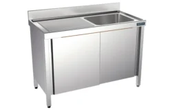 Plonge Inox Grand Capacité 2 Bacs avec Portes Gamme 700 - Distform