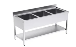 Plonge Inox Professionnelle Triple avec Etagère 1800 x 700 - Distform