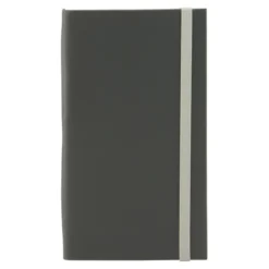 Porte addition LUXE avec socle en bois massif - Couverture cuir et fermeture élastique - Couleur Gris - Securit
