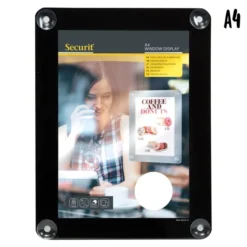 Porte-affiche ventouses pour vitrine - A4 - double-face - Securit