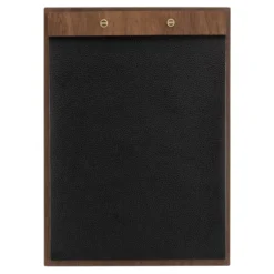 Porte-menu A4 en bois de Noyer avec premiere page en cuir - Securit