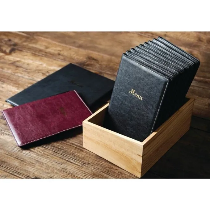 Porte-Menus en Simili Cuir Noir - Format A5 - Olympia