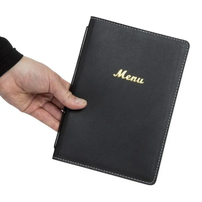 Porte-Menus en Simili Cuir Noir - Format A5 - Olympia