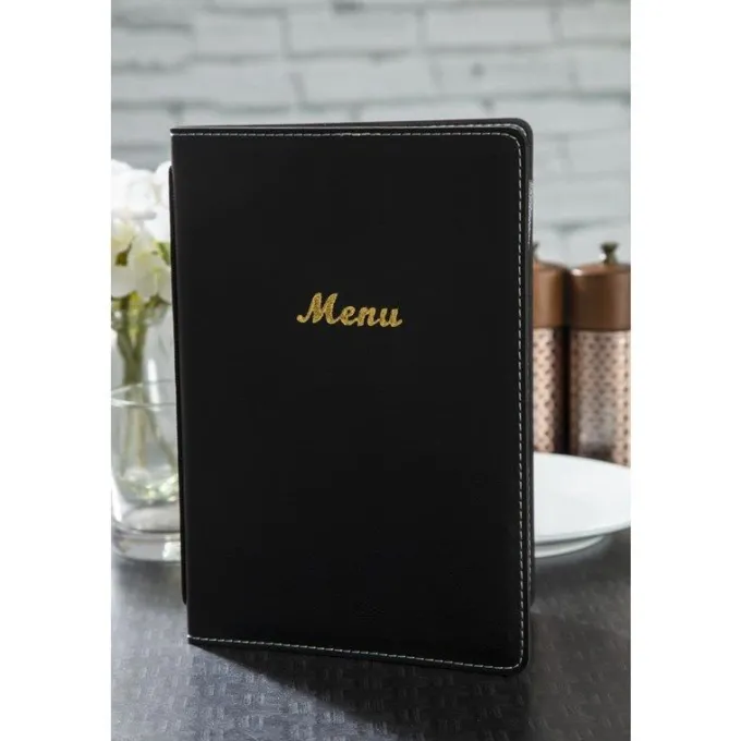 Porte-Menus en Simili Cuir Noir - Format A5 - Olympia