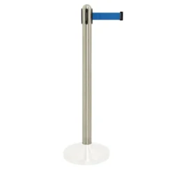 Poteau à corde rétractable bleue en nylon - acier inoxydable - 100cm (corde210cm) (socle non inclus) - Securit