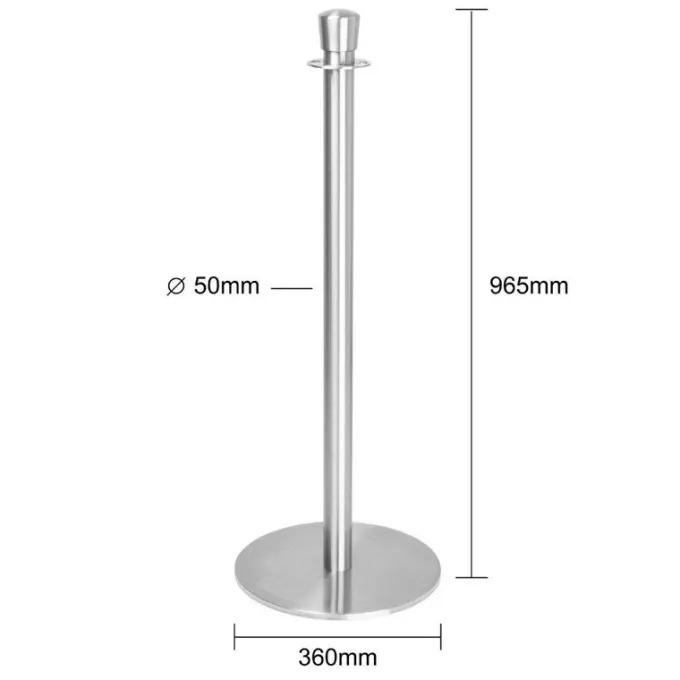 Poteaux d'Accueil Base Plate Inox Brossé - Lot de 2 - Bolero