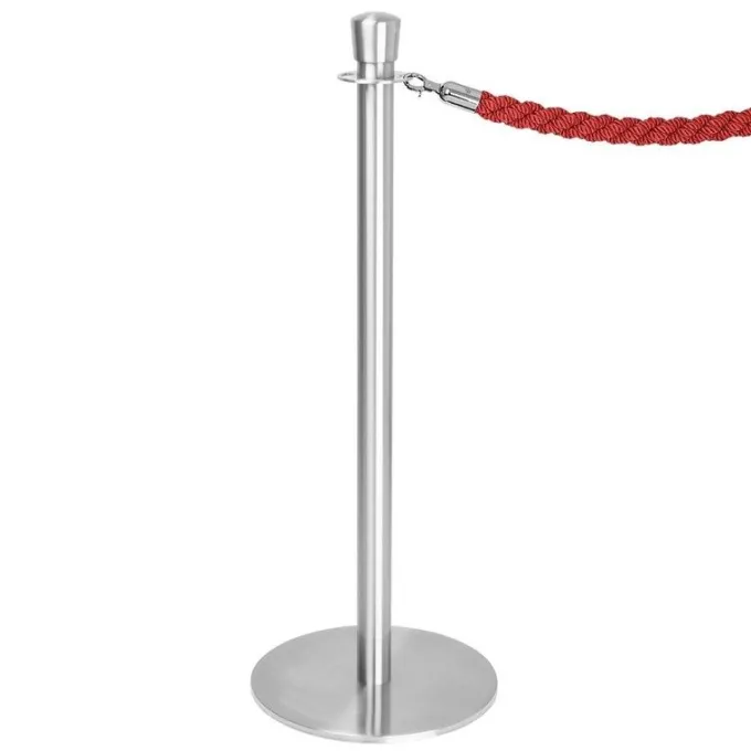 Poteaux d'Accueil Base Plate Inox Brossé - Lot de 2 - Bolero