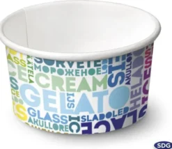 Pot à Glace Carton Texte Coloré 155 ml - SDG Lot de 1485