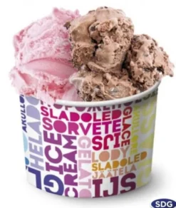 Pot à Glace Carton Texte Coloré 520 ml - SDG Lot de 1140
