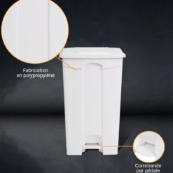 POUBELLE BLANCHE POLYPROPYLENE 90L - DIFP90BI