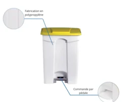 POUBELLE BLANCHE POLYPROPYLENE 90L - DIFP90YE
