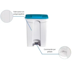 POUBELLE BLANCHE POLYPROPYLENE 90L - DIFP90BL