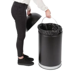 Poubelle dôme ouverte en acier noire - 40 litres - Bolero
