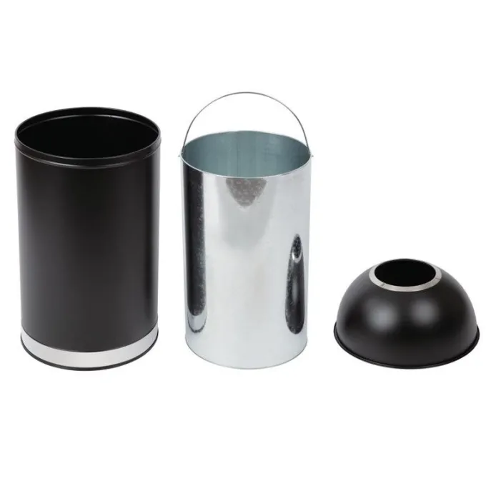 Poubelle dôme ouverte en acier noire - 40 litres - Bolero
