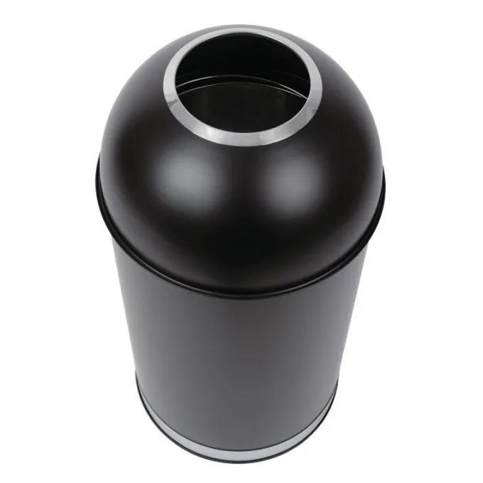 Poubelle dôme ouverte en acier noire - 40 litres - Bolero