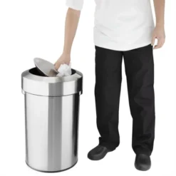 Poubelle en Acier Brossé avec Couvercle Basculant 70L - Bolero