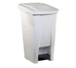 Poubelle Mobile à Pédale en Plastique 60L Blanc - Lot de 2 - Rossignol Professonnel