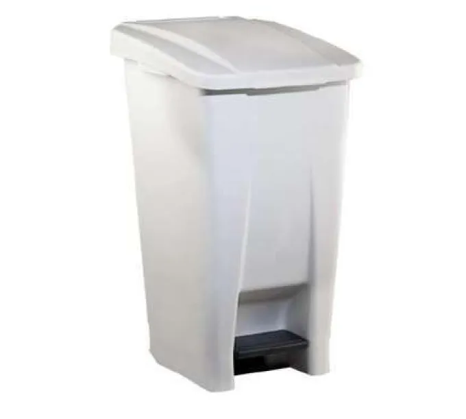 Poubelle Mobile à Pédale en Plastique 60L Blanc - Lot de 2 - Rossignol Professonnel