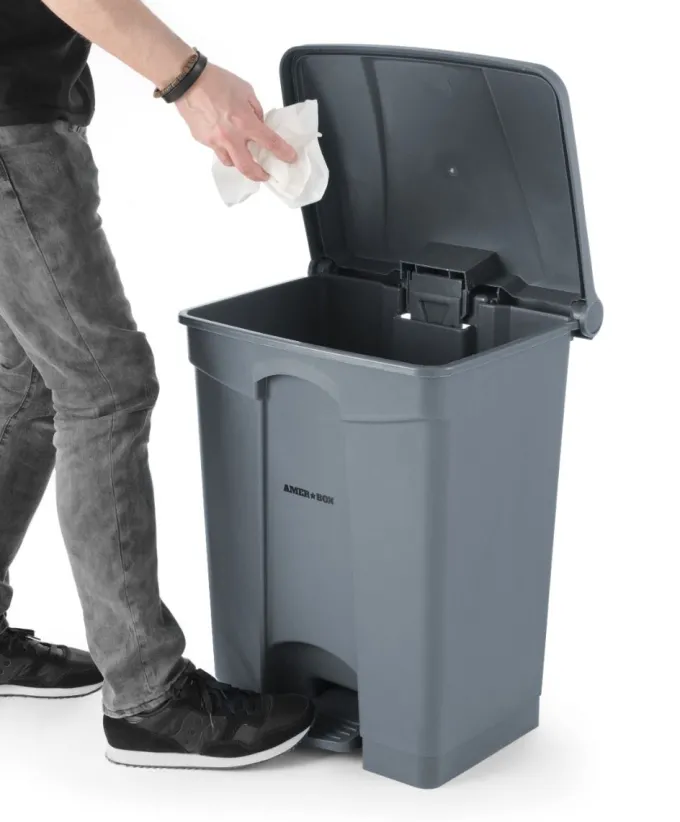 Poubelle à Pédale AmerBox 87L Gris 500x410x(H)815mm - Hendi