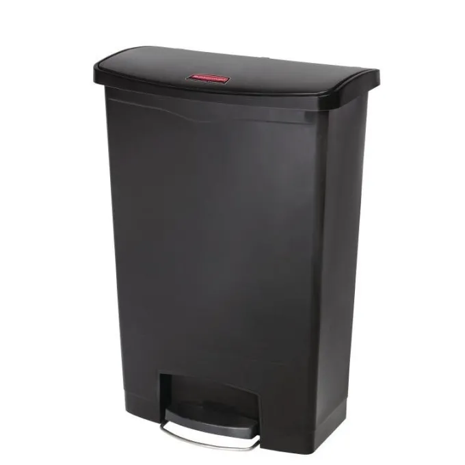 Poubelle à pédale frontale Rubbermaid Slim Jim noire 90L