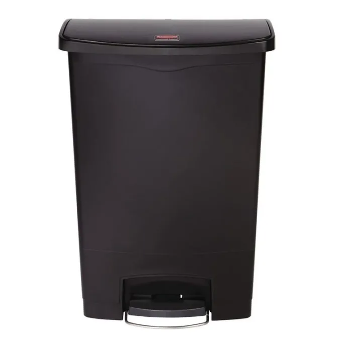 Poubelle à pédale frontale Rubbermaid Slim Jim noire 90L