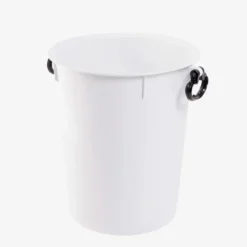 Poubelle ronde 50 L avec poignées noires - blanc - Gilac