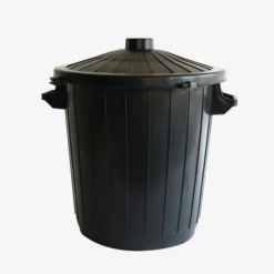Poubelle ronde 50 L + couvercle à clip - noir - Gilac