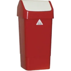 Poubelle rouge à couvercle battant SIR 50 L